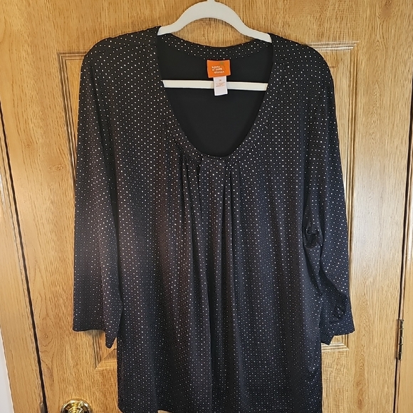 hearts of palm Tops - Hearts of Palm Black Blouse with White Dots